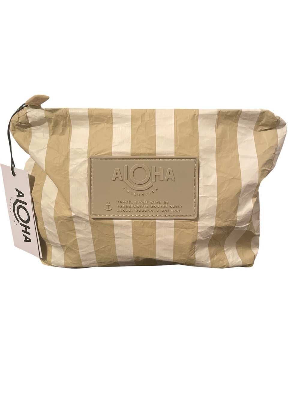 ALOHA Collection Small Le Stripe Cream/Dune Travel Pouch
